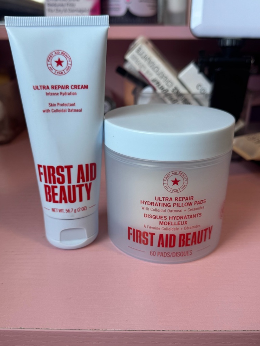 First Aid Beauty Ultra Repair Cream & Hydrating Pillow Pads - White & Red